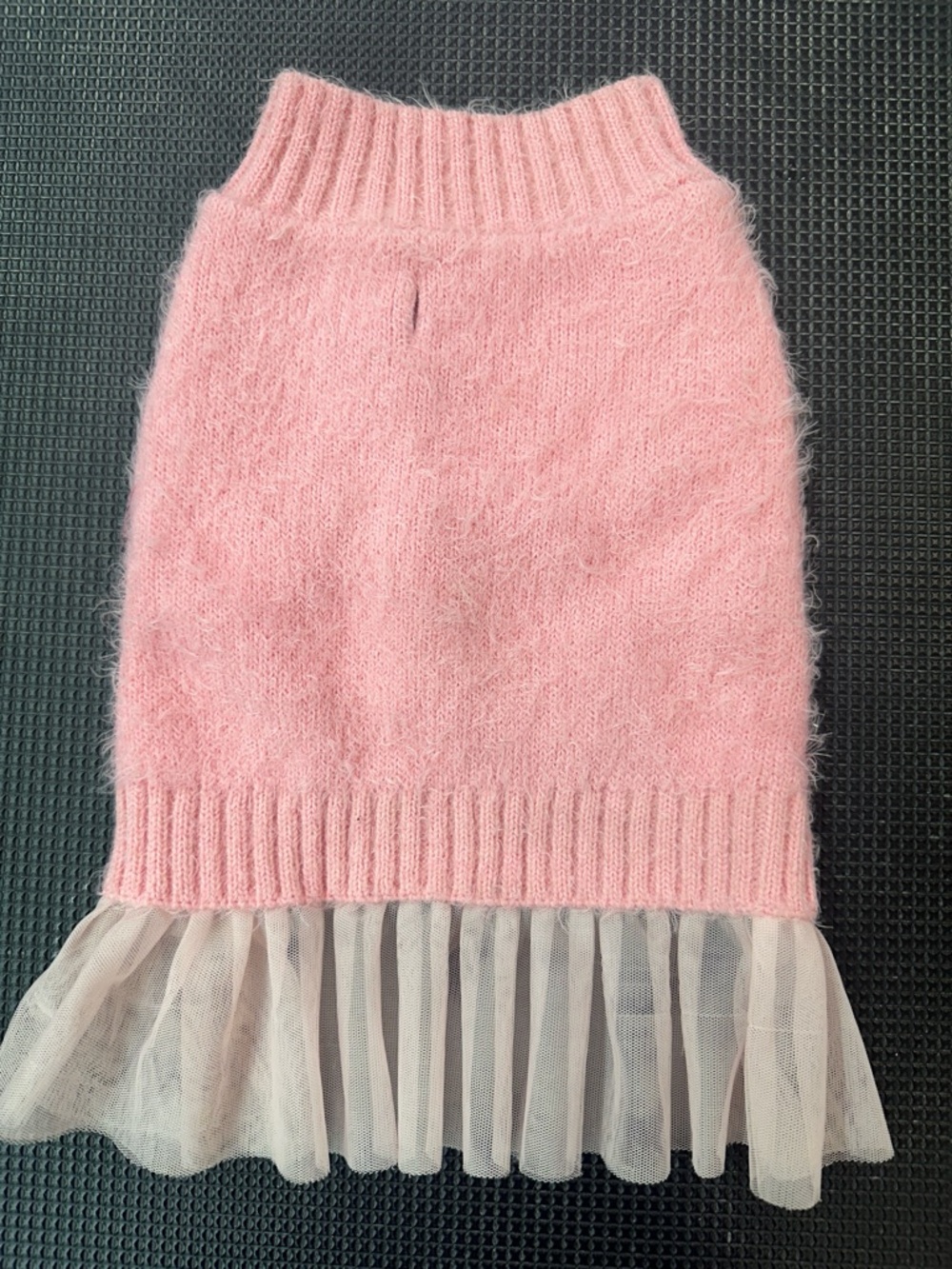 Pink Fitted Knit Skirt with Tulle Hem